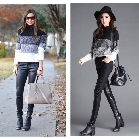 Air Space Black Ombre High Neck Loose Knit Sweater - Picture 6 of 6